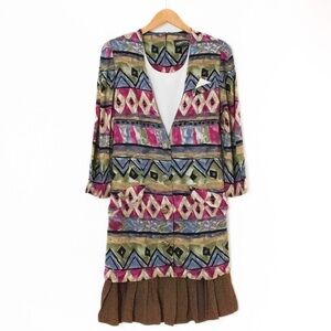 S.L. Fashions | Vintage 80's/90’s Tribal Pattern One Piece Dress | Size 14M